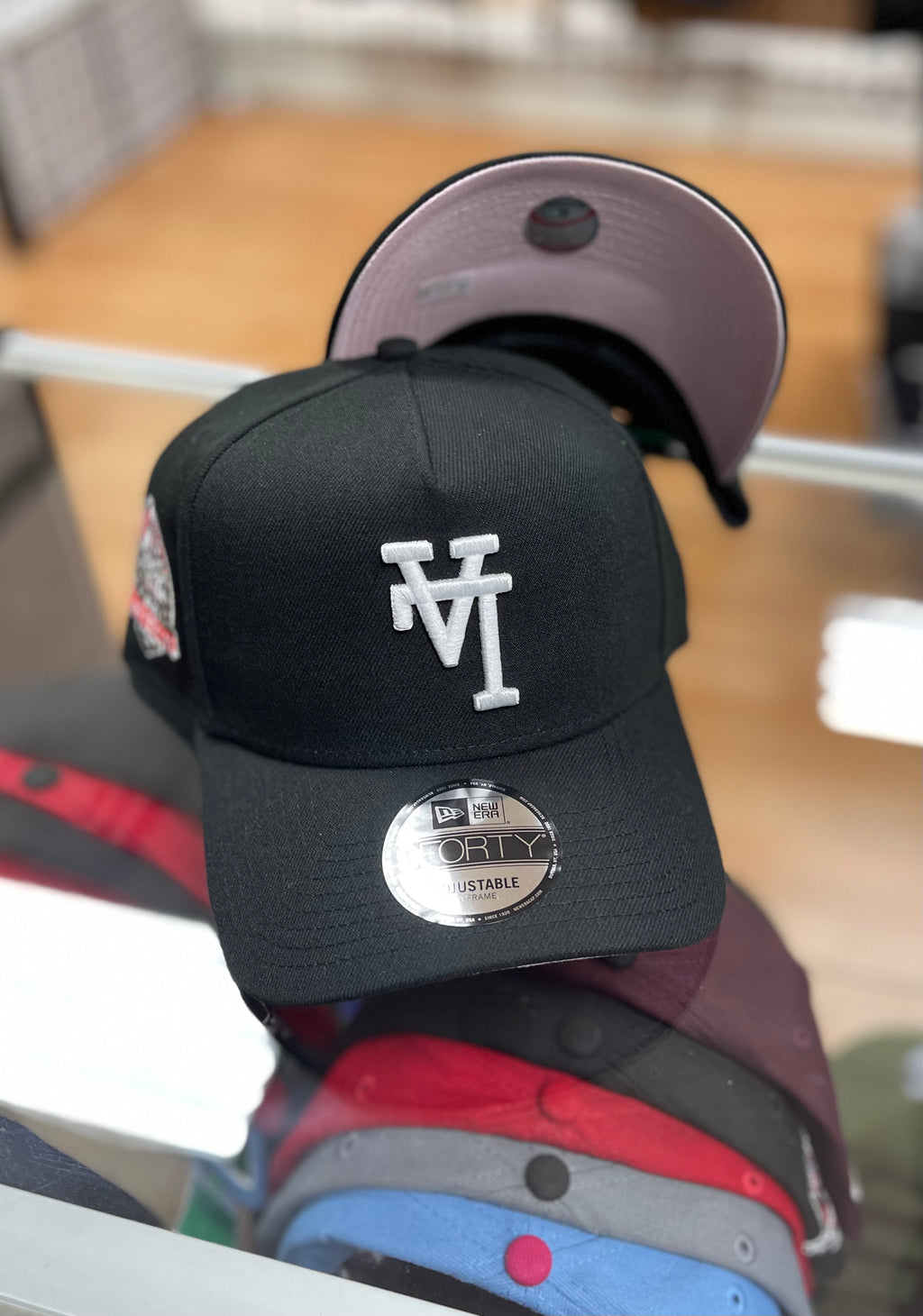 Upside down LA snapback