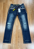 Revolution straight fit jeans w shreds