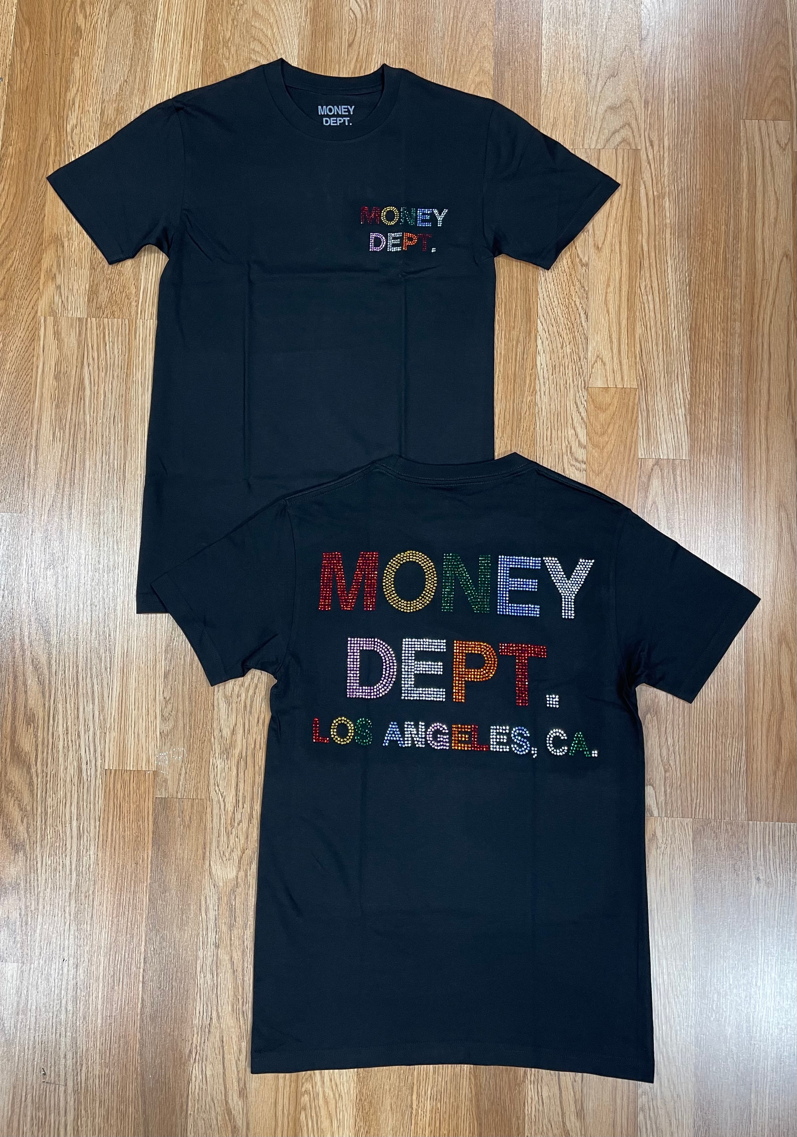 Money dept colorful rhinestone tee