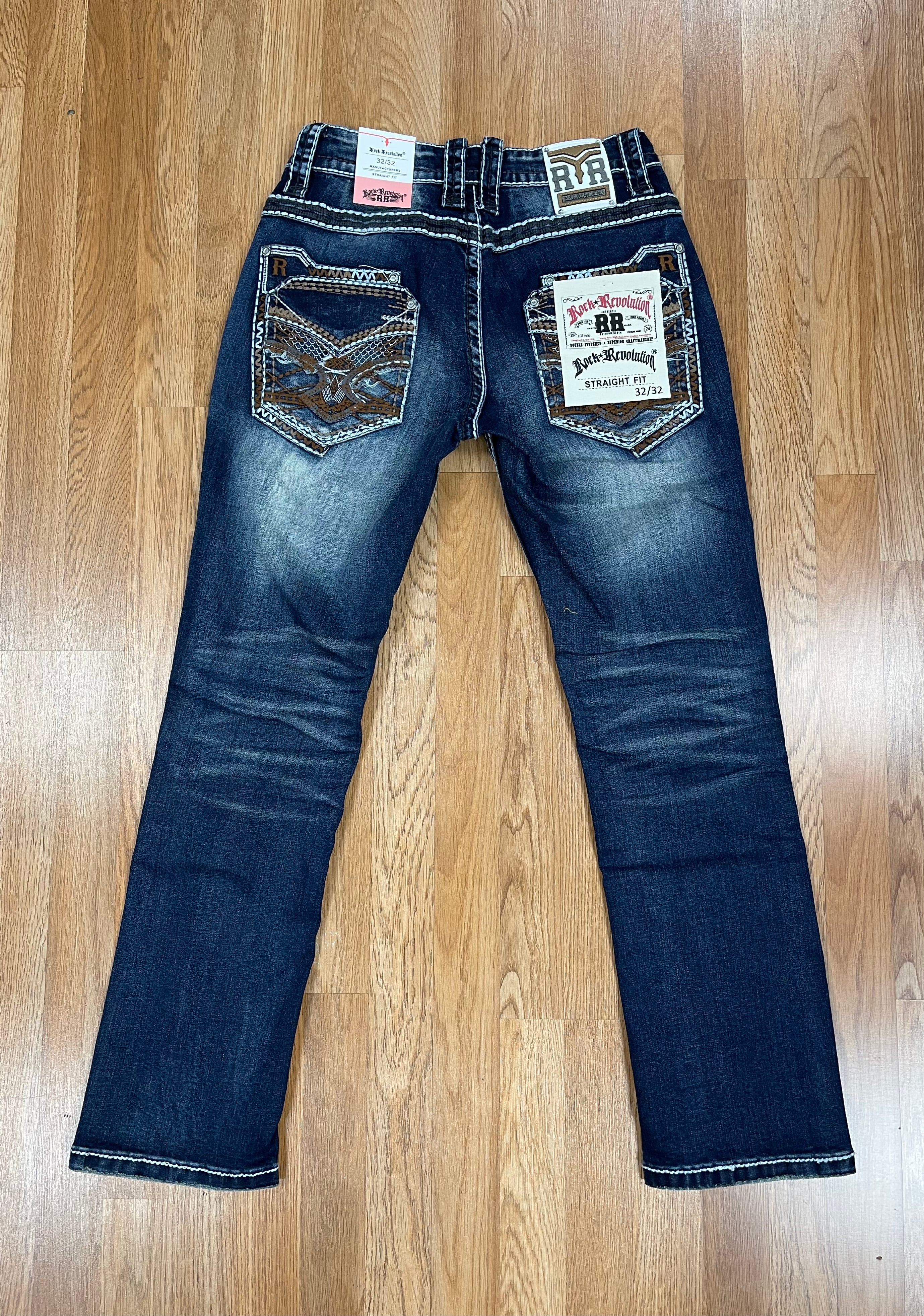 Revolution straight fit jeans w shreds