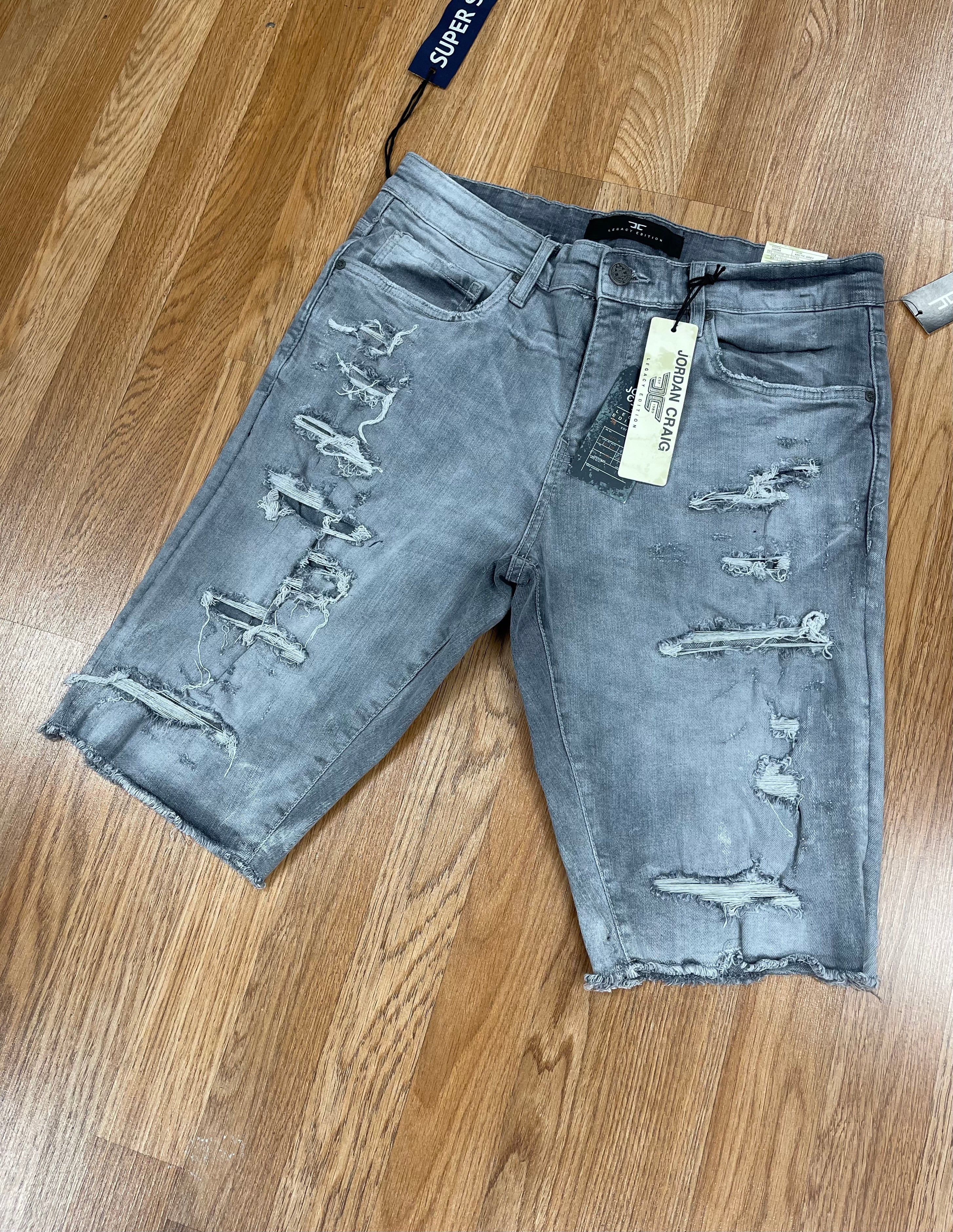 Jordan craig artic grey denim shorts w shreds