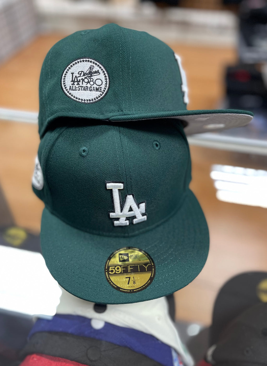 LA dodgers forest green fitted hat w side patch