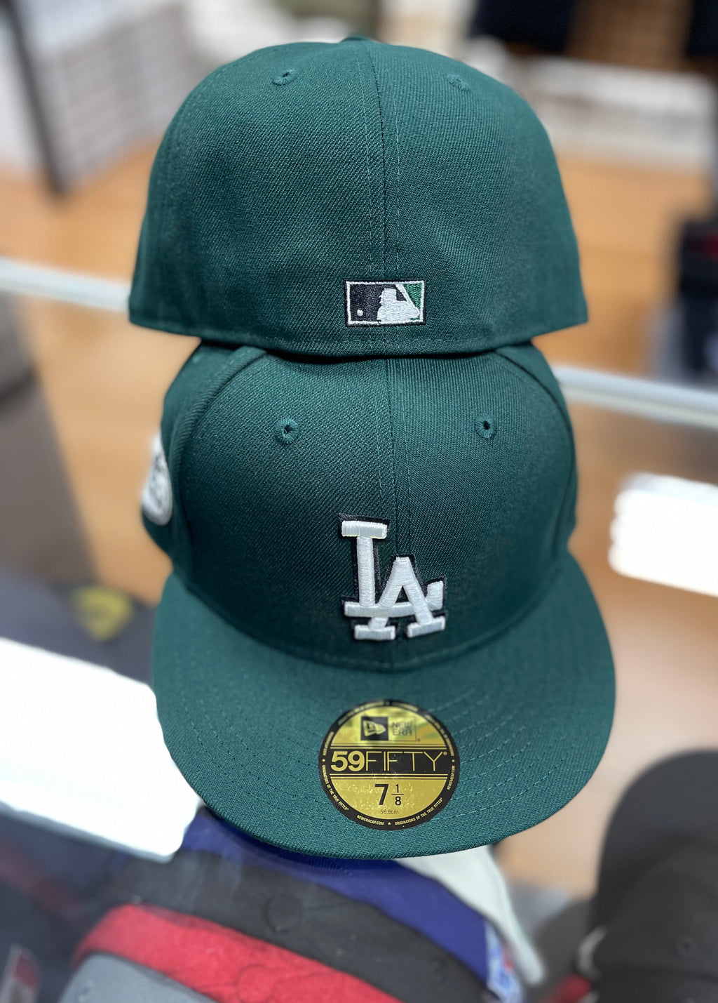 LA dodgers forest green fitted hat w side patch
