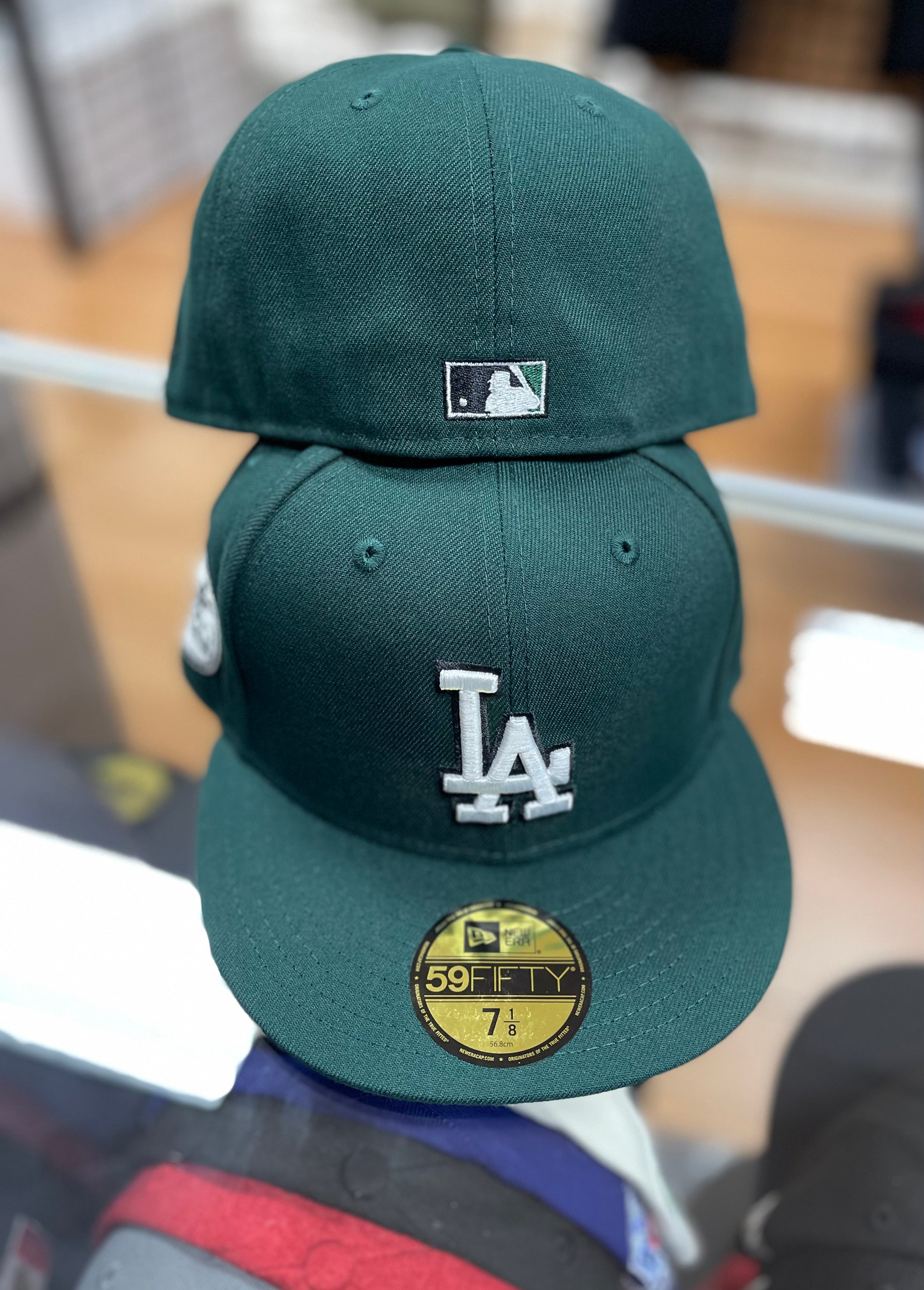 LA dodgers forest green fitted hat w side patch