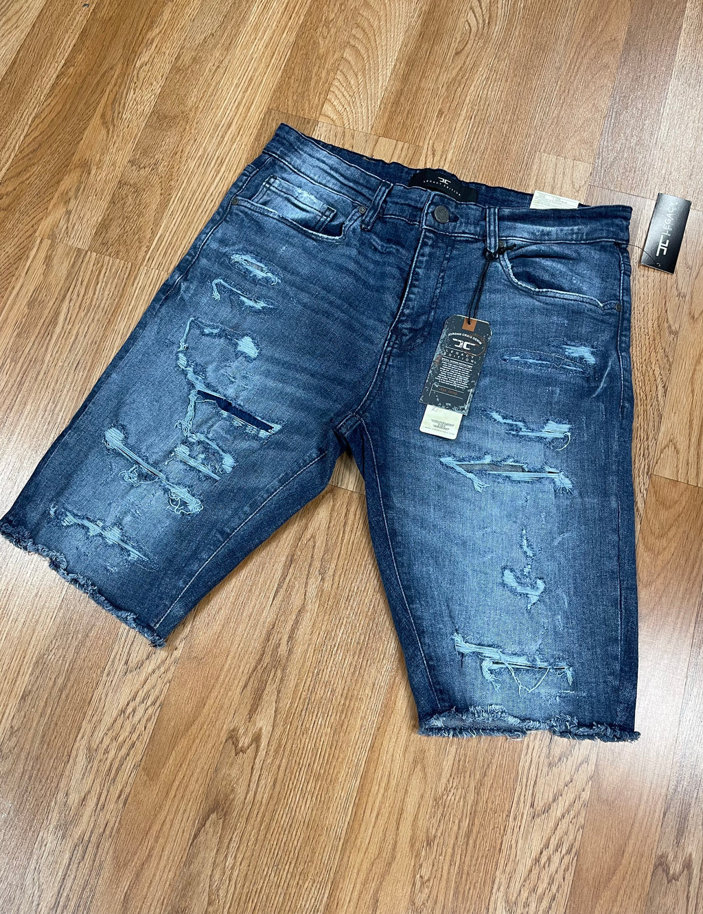 Jordan craig river blue denim shorts w shreds
