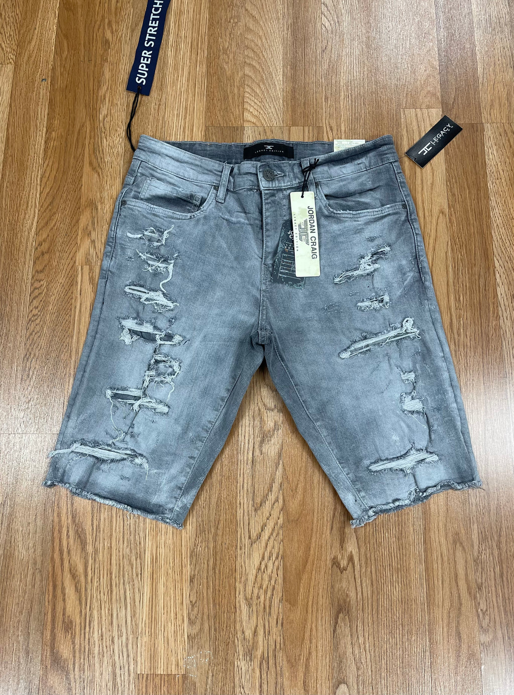 Jordan craig artic grey denim shorts w shreds