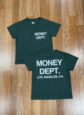 Kids money dept green/white tee