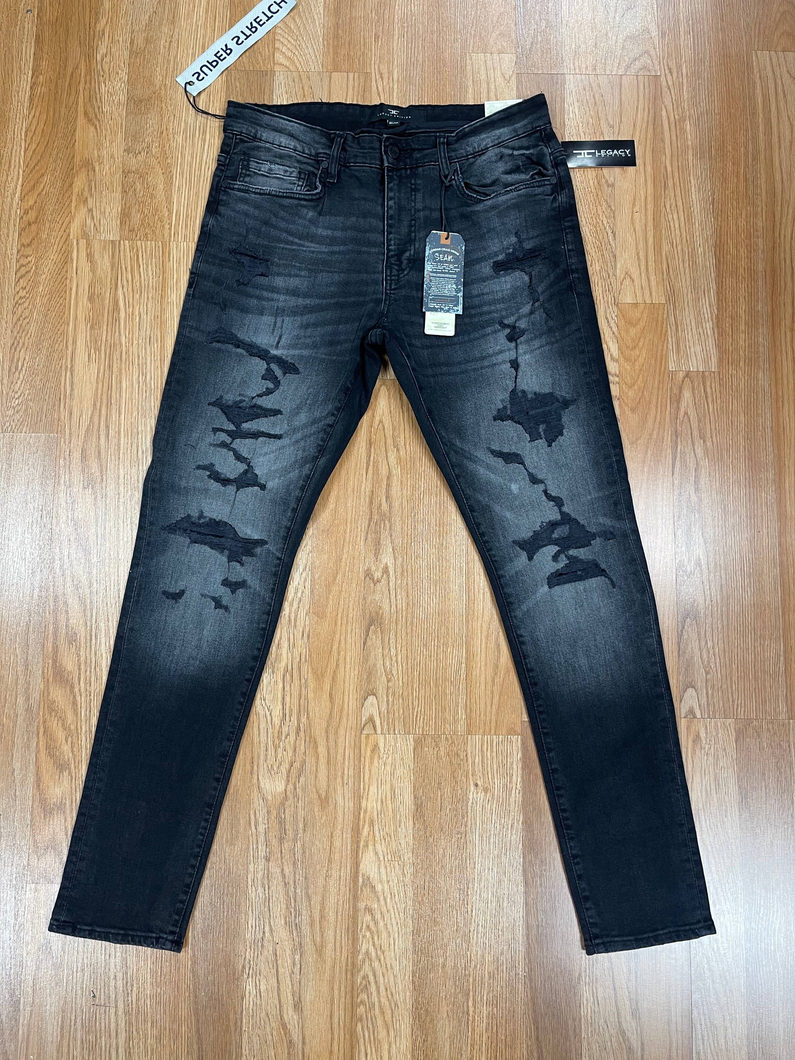 Jordan craig black shadow w shreds jeans slim